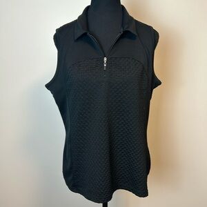 IZOD Black Sleeveless Golf Shirt Sz L